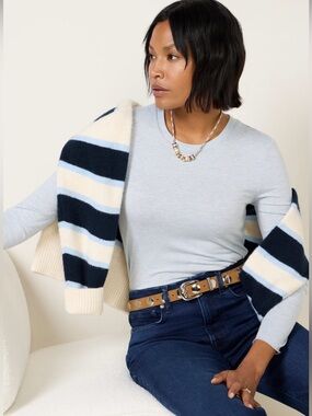 NWT Splendid Blue Heather Long Sleeve Crewneck Top Size S